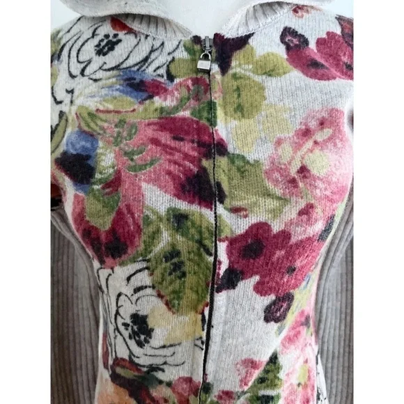 Anthropologie Moth Hothouse Floral Zip-up Hoodie Wool Cardigan Sweater Jacket XS - Picture 4 of 9